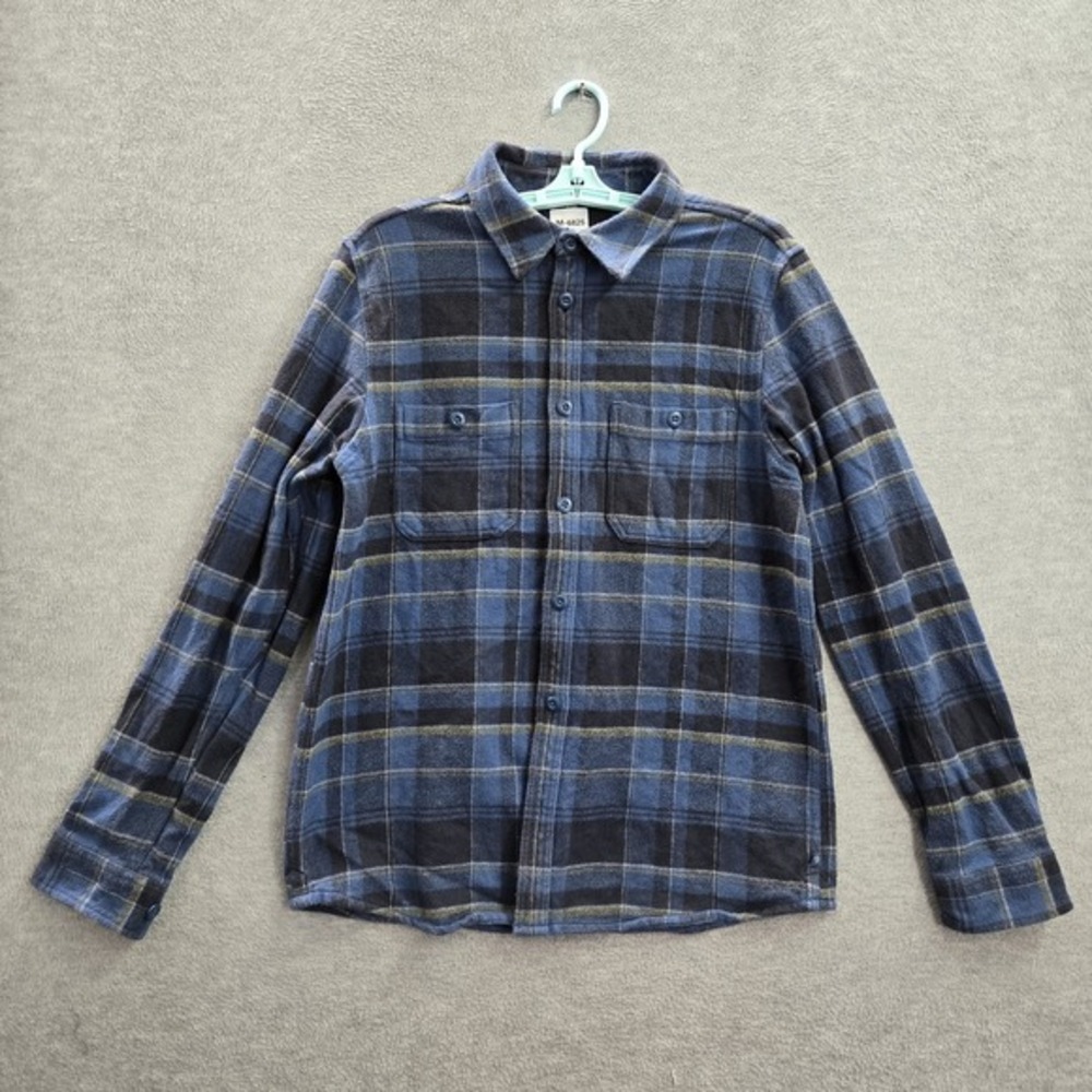 Mountain Hard Wear Men Button Up Shirt M Blue Plaid Long Sleeve Flannel Work